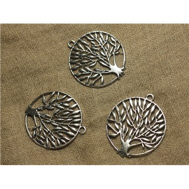 2pc - Pendentif Métal Argenté Rhodium Arbre 42mm   4558550020208 