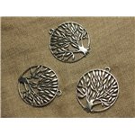 2pc - Pendentif Métal Argenté Rhodium Arbre 42mm   4558550020208 