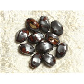 10pc - Gray Ceramic Olive Beads 16mm 4558550020215