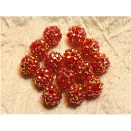 5pc - Shamballas Beads Resin 12x10mm Red Orange 4558550020246