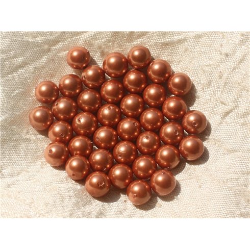 10pc - Perles Nacre Rose Orange Boules 8mm   4558550020253