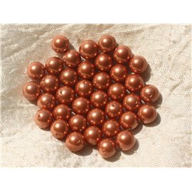 10pc - Perles Nacre Rose Orange Boules 8mm   4558550020253