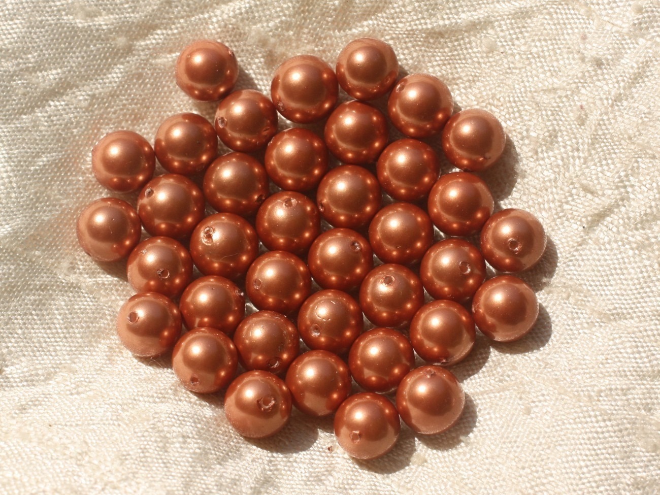 10pc - Perles Nacre Rose Orange Boules 8mm   4558550020253