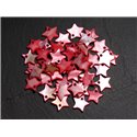 10pc - Breloques Pendentifs Nacre Etoiles Rouges et Roses 12mm   4558550020277