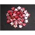 10pc - Breloques Pendentifs Nacre Etoiles Rouges et Roses 12mm   4558550020277