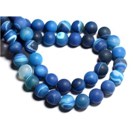 5pc - Perles de Pierre - Agate Bleue Mat Boules 10mm   4558550020314 