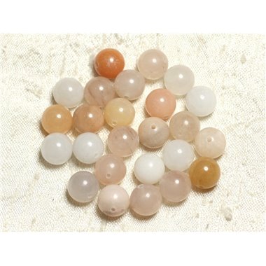 10pc - Perles de Pierre - Aventurine Rose multicolore Boules 10mm   4558550000002 