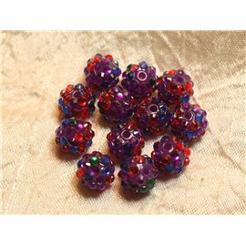 5pc - Shamballas Beads Resin 12x10mm Purple and Multicolor 4558550020390