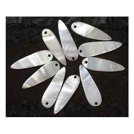 10st - Witte parelmoer hanger-bedel 35mm 4558550020406