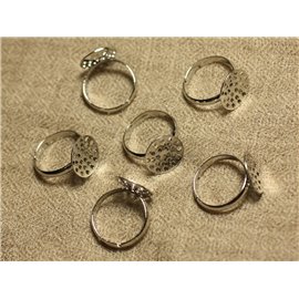 4pc - Anillos de soporte redondos de metal bañados en rodio plateado de 14 mm 4558550020444