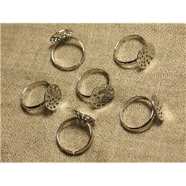 4pc - Round 14mm Rhodium Silver Plated Metal Support Rings 4558550020444