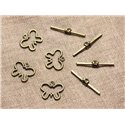 4pc - Fermoirs Toggle T Métal Bronze Papillons 19mm   4558550020468