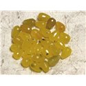 4pc - Perles de Pierre - Jade Jaune avec inclusions Gouttes Facettées 12x8mm   4558550015099