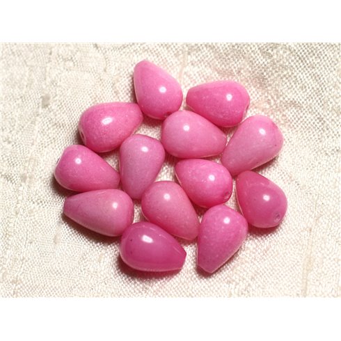 4pc - Perles de Pierre - Jade Gouttes 14x10mm Rose Bonbon - 4558550021175 