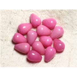 4pc - Stone Beads - Jade Drops 14x10mm Candy Pink - 4558550021175 