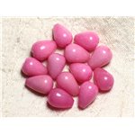 4pc - Perles de Pierre - Jade Gouttes 14x10mm Rose Bonbon - 4558550021175 