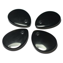 Stone Pendant - Black Obsidian Drop 40x30mm 4558550020567