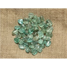 5 Stück - Steinperlen - Apatit Oval Oliven Nuggets 4-10mm hellblau grün türkis - 7427039736220