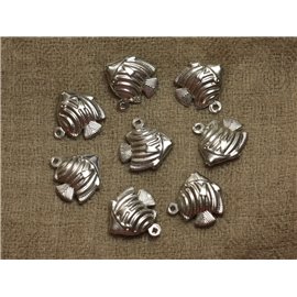 4pc - Pendenti con ciondoli in argento rodiato Pesci 18mm 4558550020604