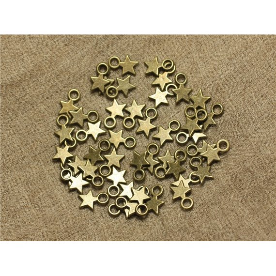 40pc - Perles Breloques Etoiles Métal Bronze 10mm   4558550020635