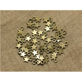 40pc - Star Charms Beads Metal Bronze 10mm 4558550020635