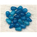 4pc - Perles de Pierre - Jade Bleue Gouttes 14x10mm   4558550021038