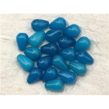 4pc - Perles de Pierre - Jade Bleue Gouttes 14x10mm   4558550021038