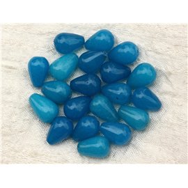 4pc - Stone Beads - Blue Jade Drops 14x10mm 4558550021038