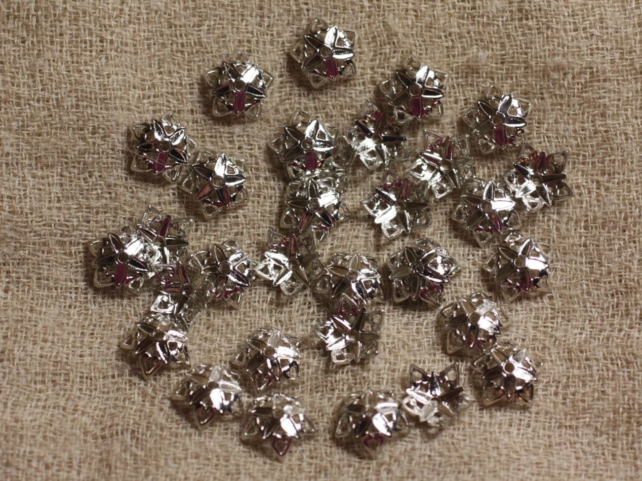 10pc - Coupelles Métal Argenté Rhodium 10mm   4558550020697