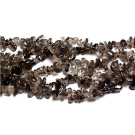 120pc environ - Perles Pierre - Quartz Fumé Rocailles Chips 5-10mm Marron Gris Transparent - 4558550020741