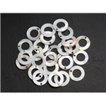 10pc - Perles Breloques Pendentifs Nacre Donuts Cercles 15mm blanc - 4558550020765