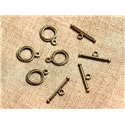 10pc - Fermoirs Toggle T Métal Bronze Qualité Rond 17x13mm   4558550020802