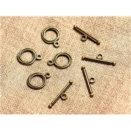 10pz - Toogle T Ganci Metallo Bronzo Qualità Rotonda 17x13mm 4558550020802