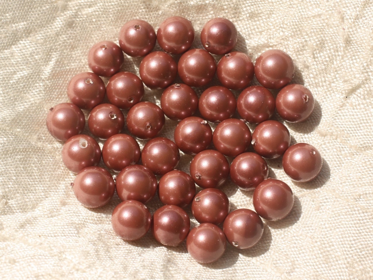 10pc - Perles Nacre Rose Cuivre Boules 8mm   4558550020871