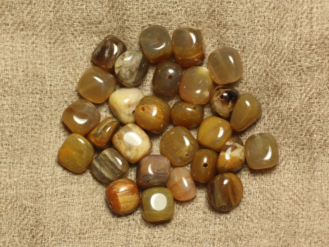 10pc - Perles de Pierre - Bois Fossile Nuggets 7-10mm -  4558550020925 