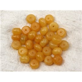 7pc - Perles Pierre - Jade Rondelles 10x6mm Jaune Moutarde - 4558550020949