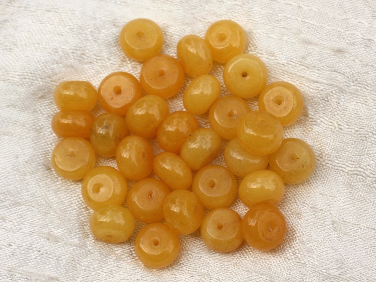 7pc - Perles Pierre - Jade Rondelles 10x6mm Jaune Moutarde - 4558550020949