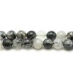 2pc - Perles de Pierre - Quartz Tourmaline Boules 10mm   4558550020963 