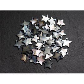 10pz - Pendenti Charms Perline Stelle in madreperla 12mm Grigio Nero - 4558550020994 