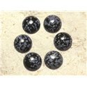 1pc - Cabochon Pierre - Obsidienne Flocon de Neige Mouchetée Rond 16mm Gris Noir - 4558550021007