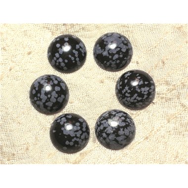 Cabochon de Pierre - Obsidienne Flocon Rond 16mm - 1pc   4558550021007