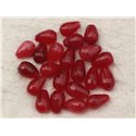 4pc - Perles de Pierre - Jade rouge avec inclusions Gouttes facettées 12x8mm   4558550020550