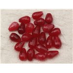 4pc - Perles de Pierre - Jade rouge avec inclusions Gouttes facettées 12x8mm   4558550020550