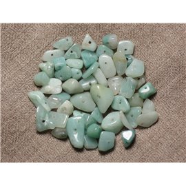 40pc - Perles Pierre Amazonite Grosses Rocailles Chips 5-15mm bleu vert blanc turquoise - 7427039742849