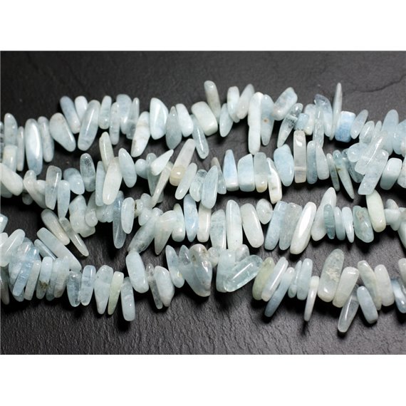 10pc - Perles de Pierre Aigue Marine Rocailles Chips Batonnets 12-20mm -4558550021113 