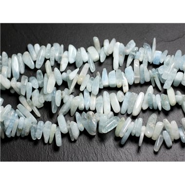 10pc - Perles de Pierre Aigue Marine Rocailles Chips Batonnets 12-20mm -4558550021113 
