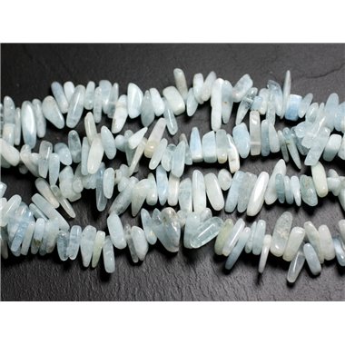 10pc - Perles de Pierre Aigue Marine Rocailles Chips Batonnets 12-20mm -4558550021113 