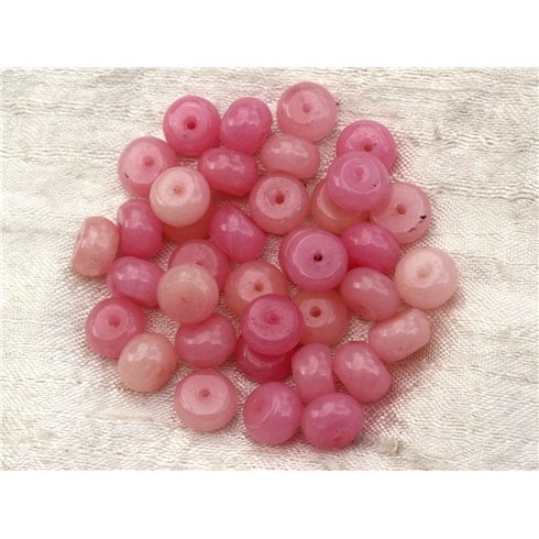 10pc - Perles de Pierre - Jade Rondelles 10x6mm Rose   4558550021151