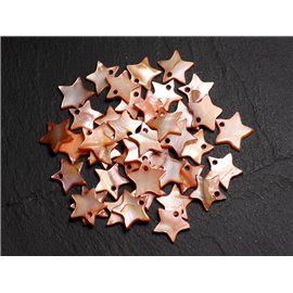 10pc - Charms Pendants Mother of Pearl Orange Stars 12mm 4558550021168