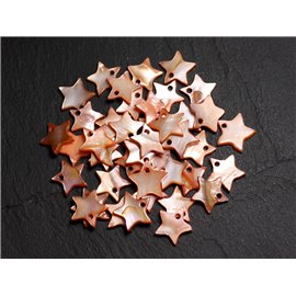 10pz - Charms Pendenti Madreperla Stelle Arancioni 12mm 4558550021168